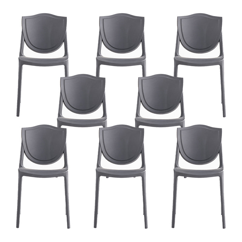 Nordic Armless Side Chairs Open Back Chairs with Plastic Legs for Home Use Black 8 Piece Set Clearhalo 'Dining Chairs' 'Dining Tables & Seating' 'dining_chair' 'furn' 'furn_dining_chair' 'Furniture' 'Kitchen & Dining Furniture' 6426805