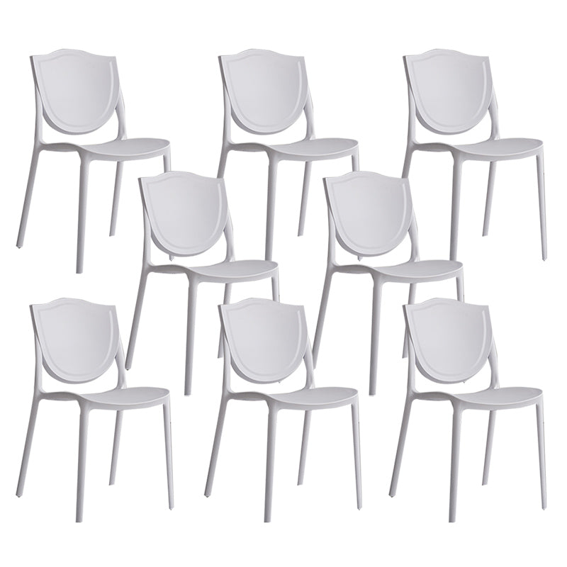 Nordic Armless Side Chairs Open Back Chairs with Plastic Legs for Home Use White 8 Piece Set Clearhalo 'Dining Chairs' 'Dining Tables & Seating' 'dining_chair' 'furn' 'furn_dining_chair' 'Furniture' 'Kitchen & Dining Furniture' 6426807
