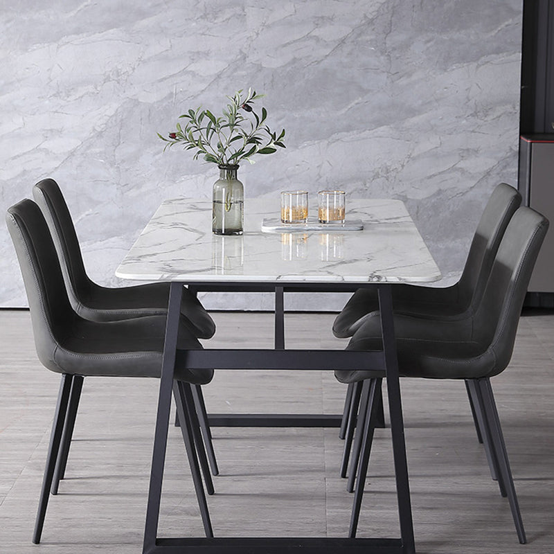 Industrial Style Faux Leather Chair Armless Side Chairs with Metal Legs