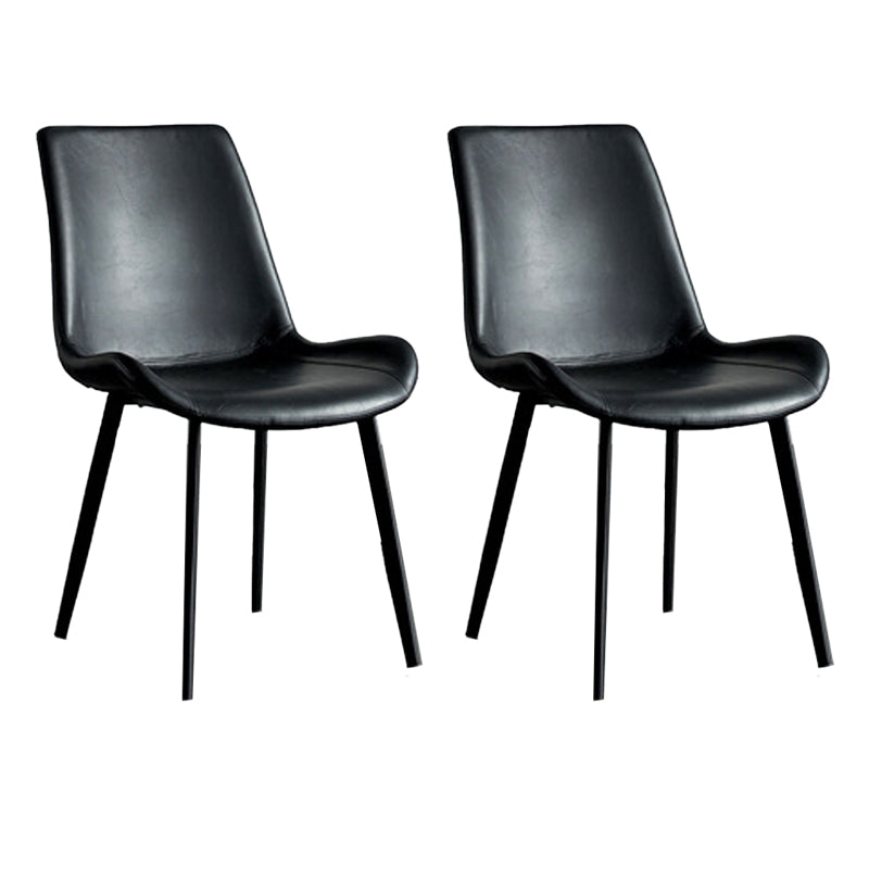 Industrial Style Faux Leather Chair Armless Side Chairs with Metal Legs