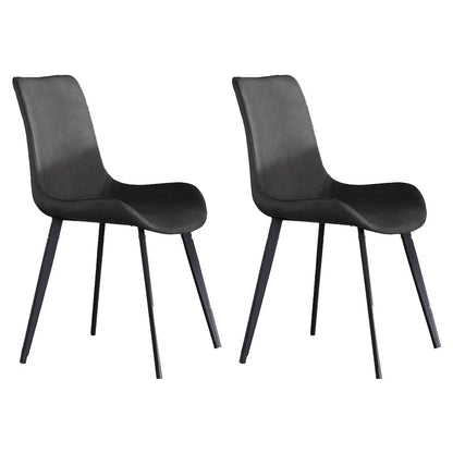 Industrial Style Faux Leather Chair Armless Side Chairs with Metal Legs