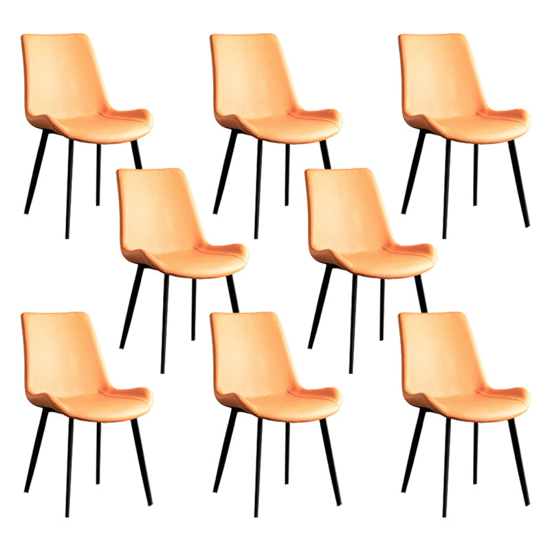 Industrial Style Faux Leather Chair Armless Side Chairs with Metal Legs