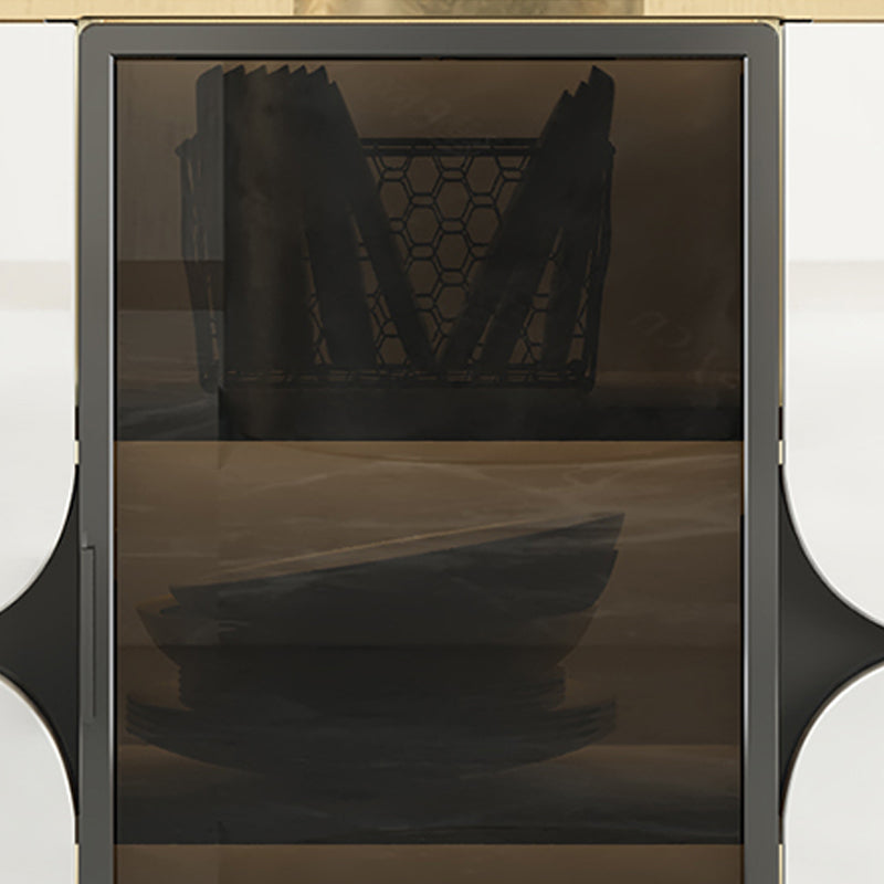 Contemporary Buffet Sideboard Stone Buffet Stand with Cabinets Clearhalo 'buffet_sideboard' 'Buffets & Sideboards' 'furn' 'furn_buffet_sideboard' 'Furniture' 'Kitchen & Dining Furniture' 6426895