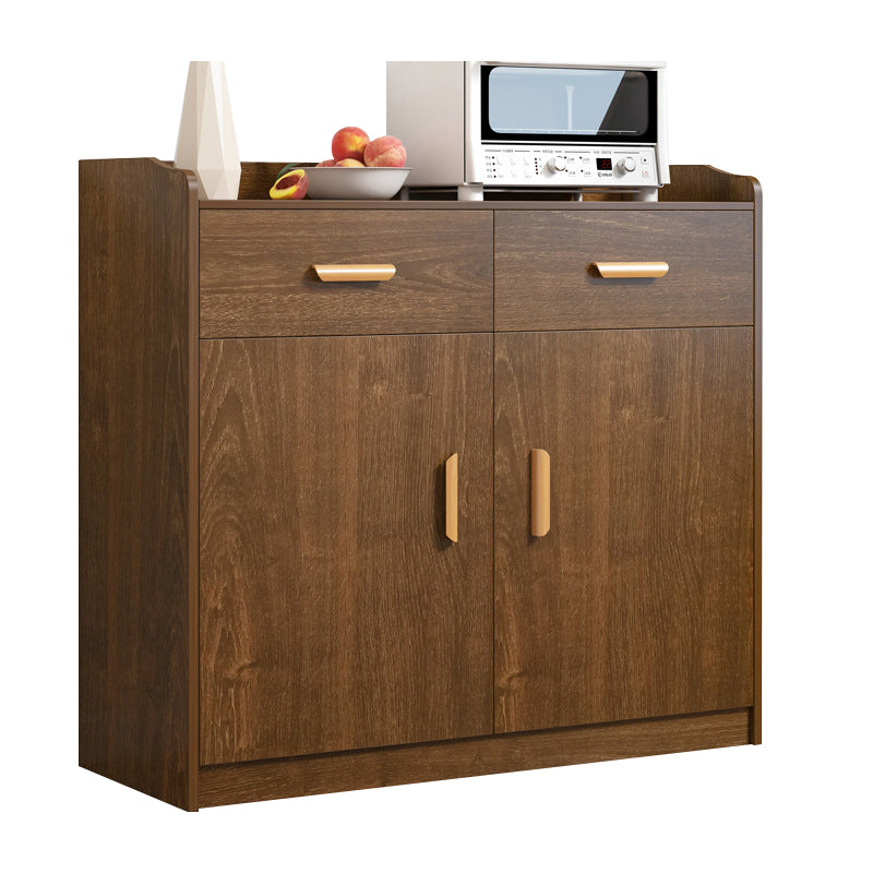 Contemporary Style Buffet Sideboard Wood Sideboard with Cabinets and Drawer 33"L x 13"W x 31.5"H Walnut Clearhalo 'buffet_sideboard' 'Buffets & Sideboards' 'furn' 'furn_buffet_sideboard' 'Furniture' 'Kitchen & Dining Furniture' 6427201