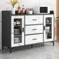 Contemporary Style Buffet Sideboard Wood Sideboard with Cabinets 47"L x 14"W x 35"H Clearhalo 'buffet_sideboard' 'Buffets & Sideboards' 'furn' 'furn_buffet_sideboard' 'Furniture' 'Kitchen & Dining Furniture' 6427215