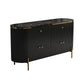 Glam Style Sideboard Buffet Faux Marble Cabinets Buffet Sideboard 55"L x 16"W x 31"H Black Clearhalo 'buffet_sideboard' 'Buffets & Sideboards' 'furn' 'furn_buffet_sideboard' 'Furniture' 'Kitchen & Dining Furniture' 6427225