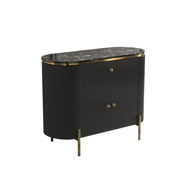 Glam Style Sideboard Buffet Faux Marble Cabinets Buffet Sideboard 39"L x 16"W x 31"H Black Clearhalo 'buffet_sideboard' 'Buffets & Sideboards' 'furn' 'furn_buffet_sideboard' 'Furniture' 'Kitchen & Dining Furniture' 6427226