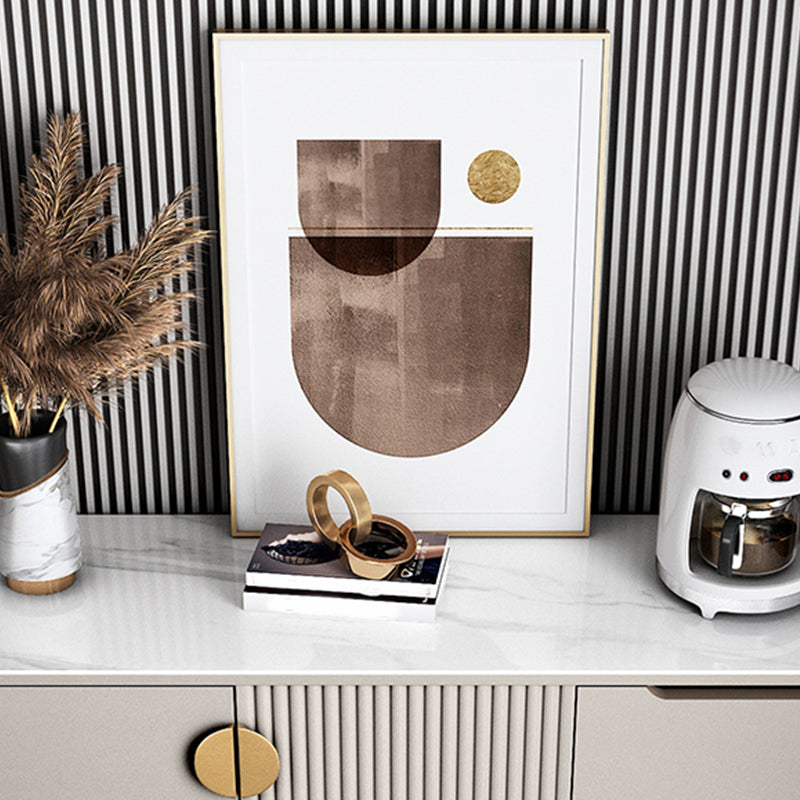 Glam Style Dining Buffet Stone Sideboard Table with Cabinets Clearhalo 'buffet_sideboard' 'Buffets & Sideboards' 'furn' 'furn_buffet_sideboard' 'Furniture' 'Kitchen & Dining Furniture' 6427311