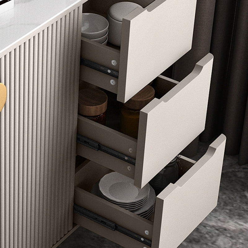 Glam Style Dining Buffet Stone Sideboard Table with Cabinets Clearhalo 'buffet_sideboard' 'Buffets & Sideboards' 'furn' 'furn_buffet_sideboard' 'Furniture' 'Kitchen & Dining Furniture' 6427313