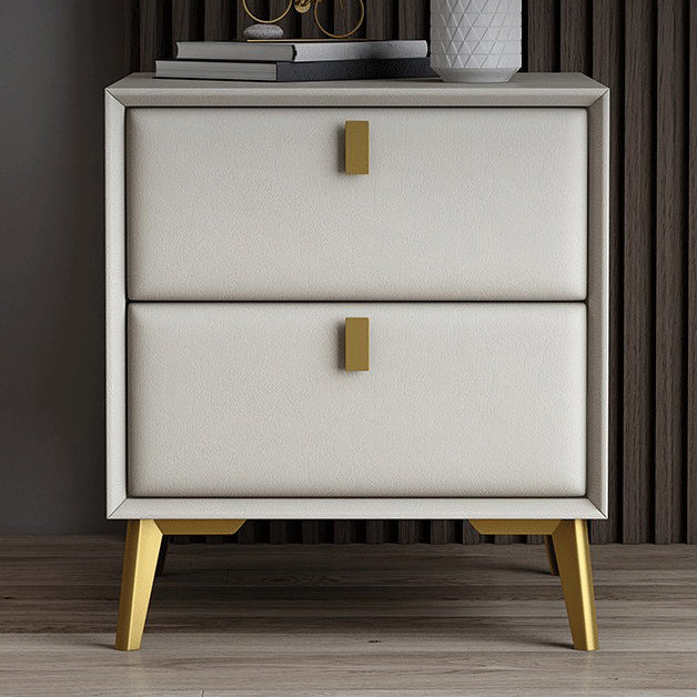 Comodino moderno di accento comodino in legno massiccio con 2 cassetti