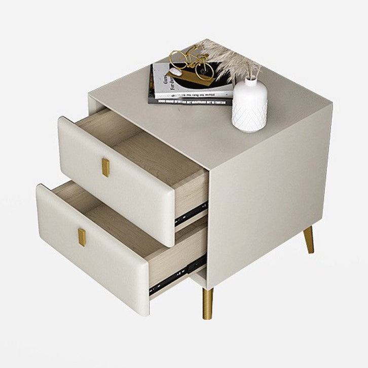 Comodino moderno di accento comodino in legno massiccio con 2 cassetti