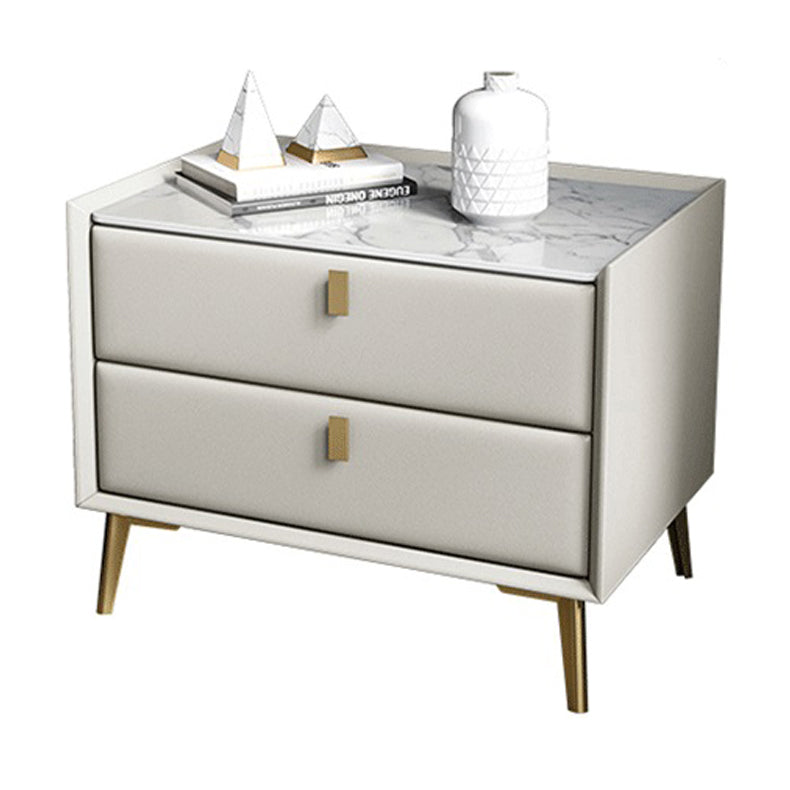 Comodino moderno di accento comodino in legno massiccio con 2 cassetti