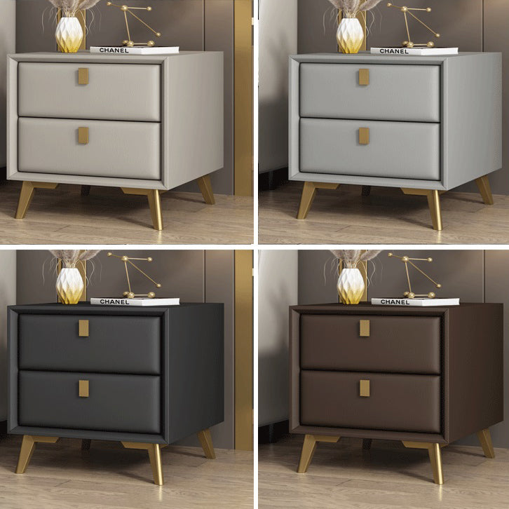 Comodino moderno di accento comodino in legno massiccio con 2 cassetti