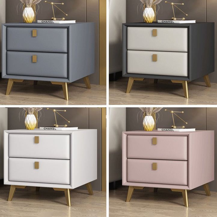 Comodino moderno di accento comodino in legno massiccio con 2 cassetti