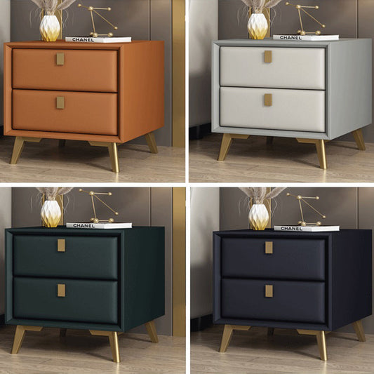 Comodino moderno di accento comodino in legno massiccio con 2 cassetti