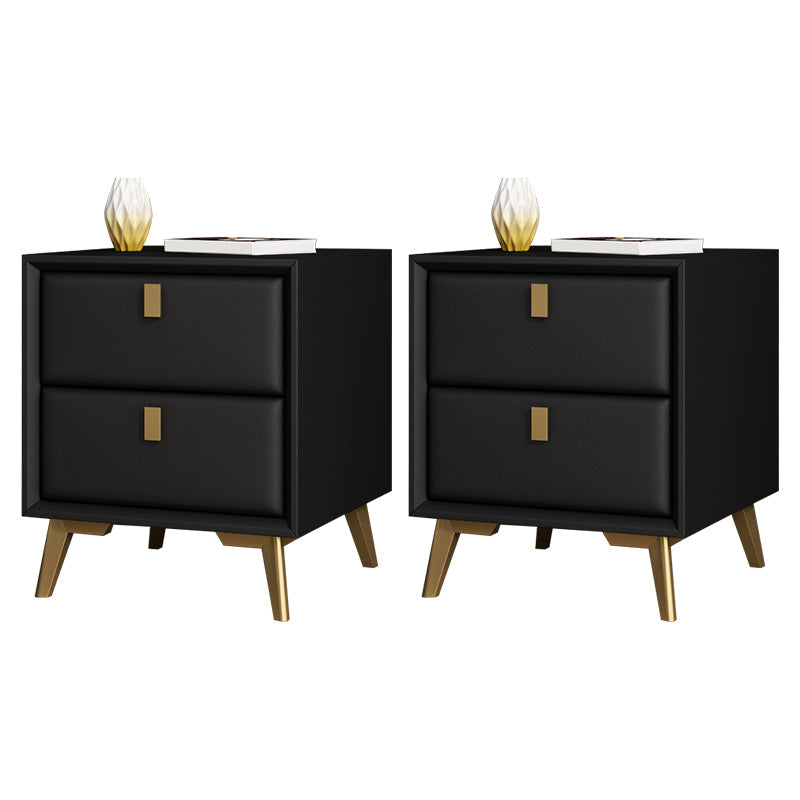 Comodino moderno di accento comodino in legno massiccio con 2 cassetti