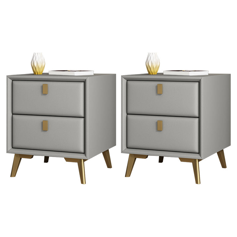 Comodino moderno di accento comodino in legno massiccio con 2 cassetti