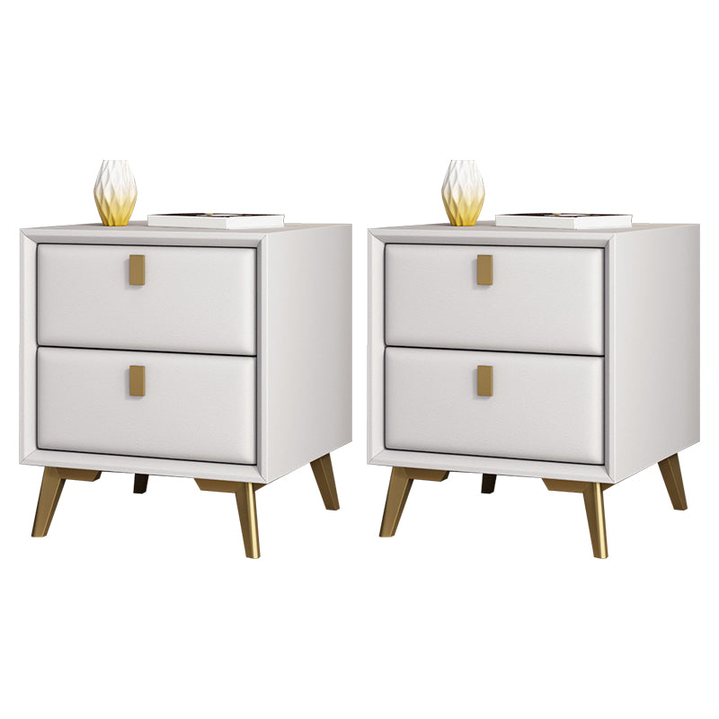 Comodino moderno di accento comodino in legno massiccio con 2 cassetti