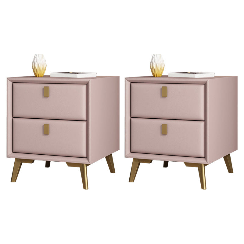 Comodino moderno di accento comodino in legno massiccio con 2 cassetti