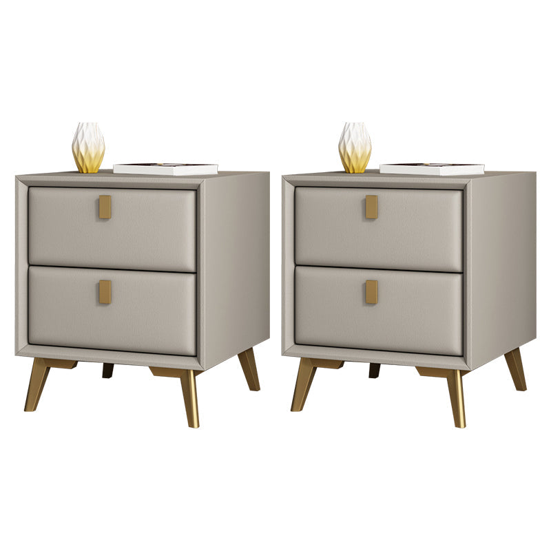 Comodino moderno di accento comodino in legno massiccio con 2 cassetti