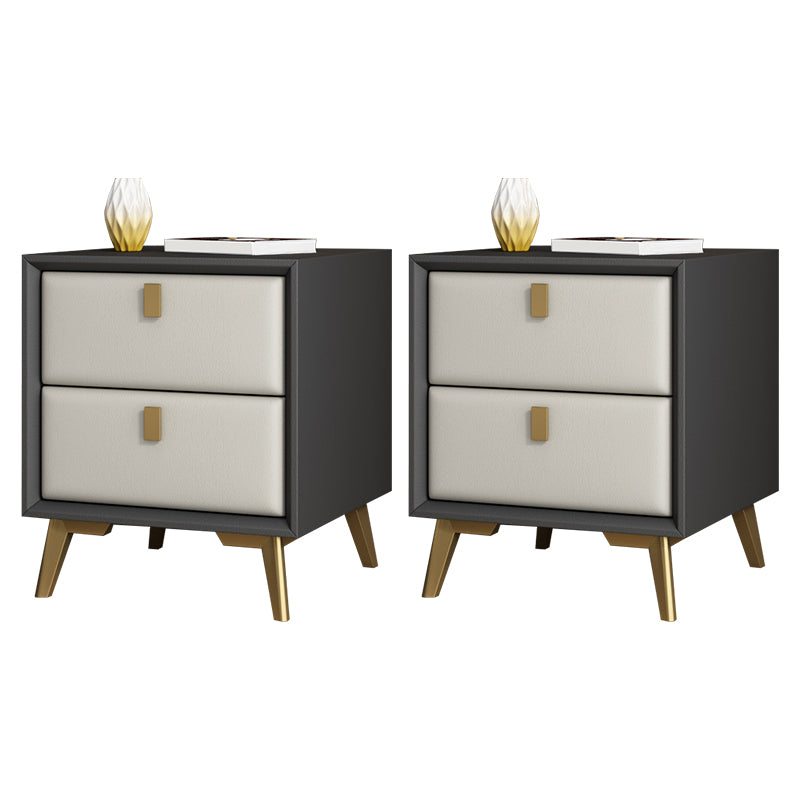 Comodino moderno di accento comodino in legno massiccio con 2 cassetti