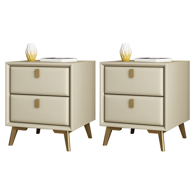 Comodino moderno di accento comodino in legno massiccio con 2 cassetti