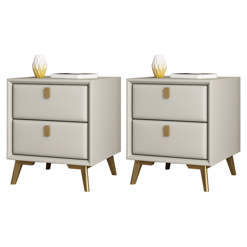 Comodino moderno di accento comodino in legno massiccio con 2 cassetti