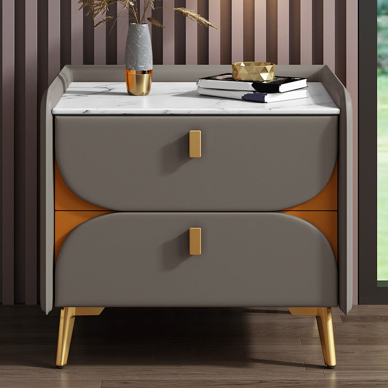 2 Drawer Contemporary Bed Nightstand Night Table ,19.7" Tall Light Gray 1 Piece Clearhalo 'Bedroom Furniture' 'furn' 'furn_night_stand' 'Furniture' 'night_stand' 'Nightstands' 6427749