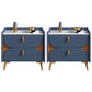 2 Drawer Contemporary Bed Nightstand Night Table ,19.7" Tall Blue 2 Piece Set Clearhalo 'Bedroom Furniture' 'furn' 'furn_night_stand' 'Furniture' 'night_stand' 'Nightstands' 6427751