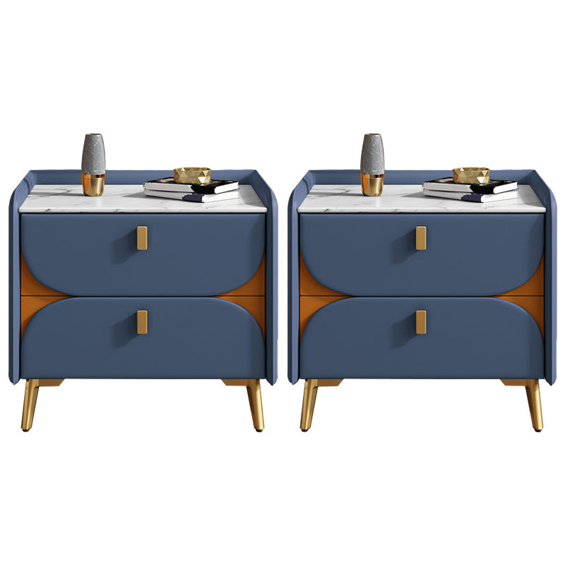 2 Drawer Contemporary Bed Nightstand Night Table ,19.7" Tall Blue 2 Piece Set Clearhalo 'Bedroom Furniture' 'furn' 'furn_night_stand' 'Furniture' 'night_stand' 'Nightstands' 6427751