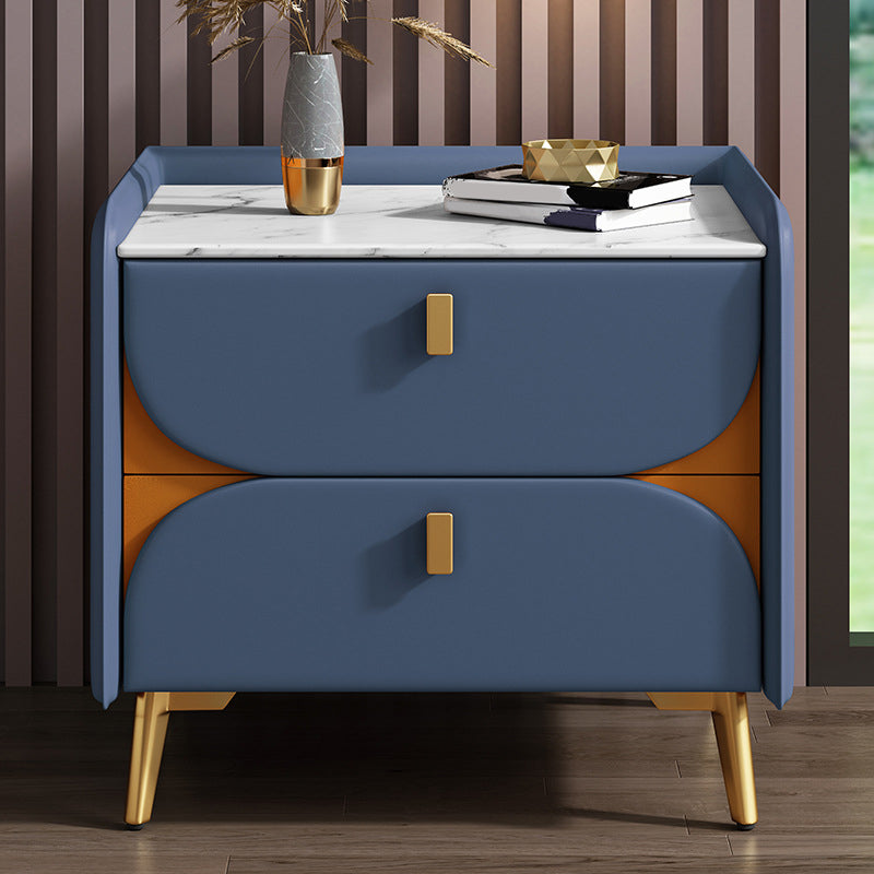 2 Drawer Contemporary Bed Nightstand Night Table ,19.7" Tall Blue 1 Piece Clearhalo 'Bedroom Furniture' 'furn' 'furn_night_stand' 'Furniture' 'night_stand' 'Nightstands' 6427752