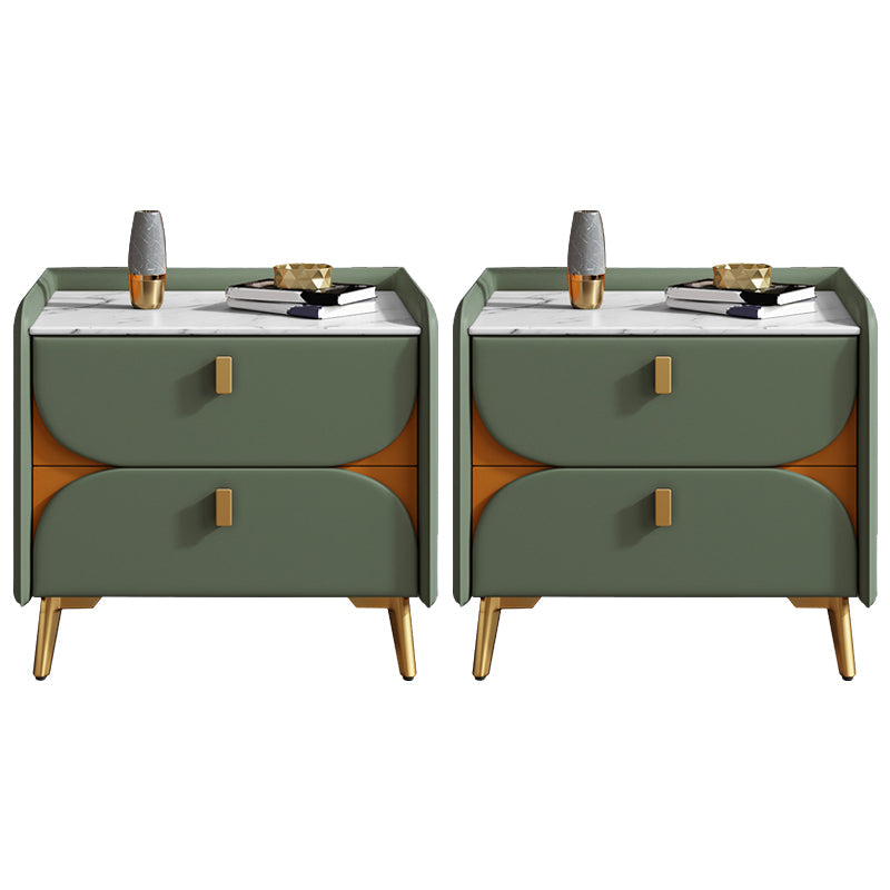 2 Drawer Contemporary Bed Nightstand Night Table ,19.7" Tall Green 2 Piece Set Clearhalo 'Bedroom Furniture' 'furn' 'furn_night_stand' 'Furniture' 'night_stand' 'Nightstands' 6427754