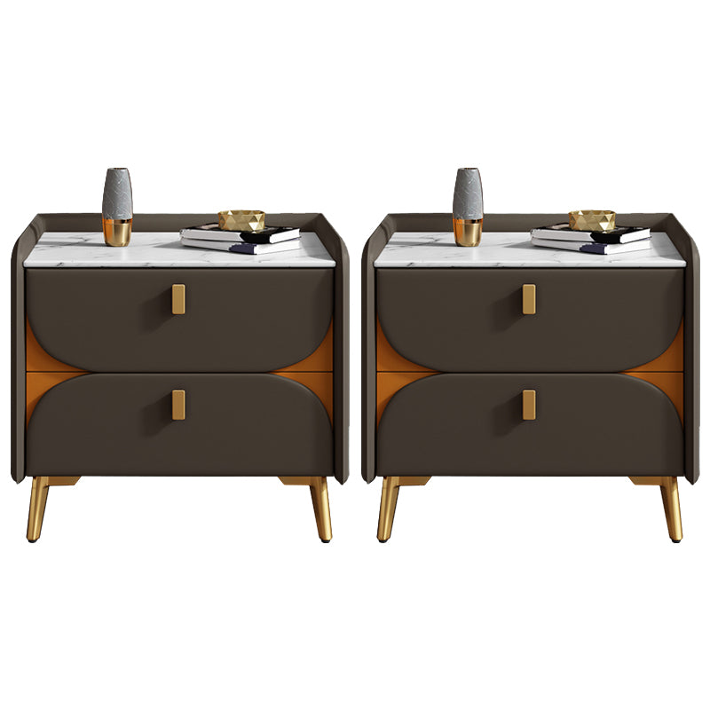 2 Drawer Contemporary Bed Nightstand Night Table ,19.7" Tall Dark Coffee 2 Piece Set Clearhalo 'Bedroom Furniture' 'furn' 'furn_night_stand' 'Furniture' 'night_stand' 'Nightstands' 6427756