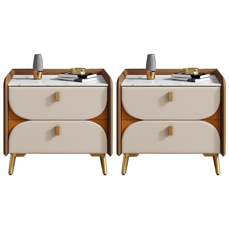 2 Drawer Contemporary Bed Nightstand Night Table ,19.7" Tall Light Coffee 2 Piece Set Clearhalo 'Bedroom Furniture' 'furn' 'furn_night_stand' 'Furniture' 'night_stand' 'Nightstands' 6427757