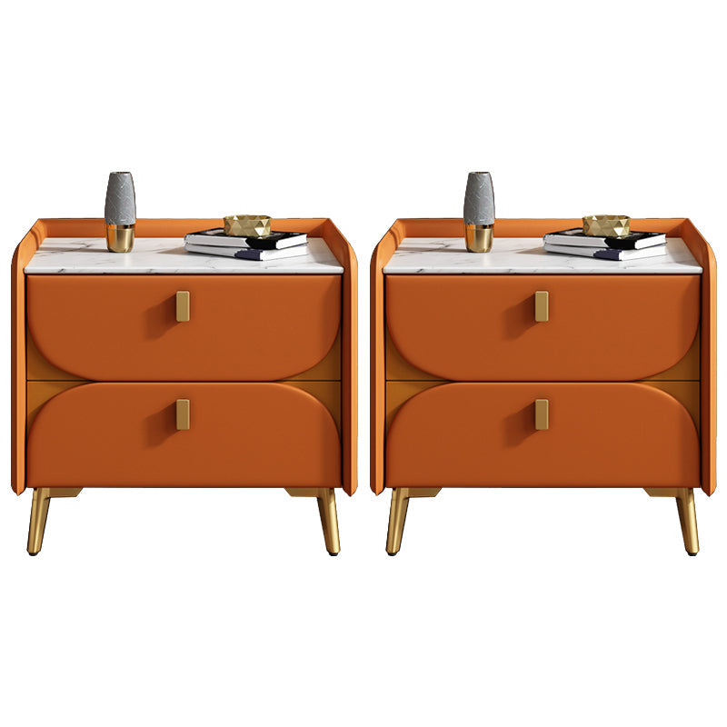 2 Drawer Contemporary Bed Nightstand Night Table ,19.7" Tall Orange 2 Piece Set Clearhalo 'Bedroom Furniture' 'furn' 'furn_night_stand' 'Furniture' 'night_stand' 'Nightstands' 6427759