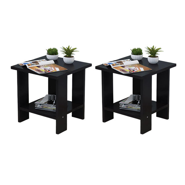 Wood Accent Table Nightstand Open Storage Night Table with 2 Shelves Black 2 Piece Set Clearhalo 'Bedroom Furniture' 'furn' 'furn_night_stand' 'Furniture' 'night_stand' 'Nightstands' 6427772