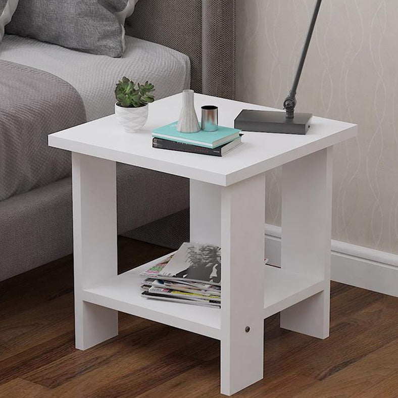 Wood Accent Table Nightstand Open Storage Night Table with 2 Shelves White 1 Piece Clearhalo 'Bedroom Furniture' 'furn' 'furn_night_stand' 'Furniture' 'night_stand' 'Nightstands' 6427773