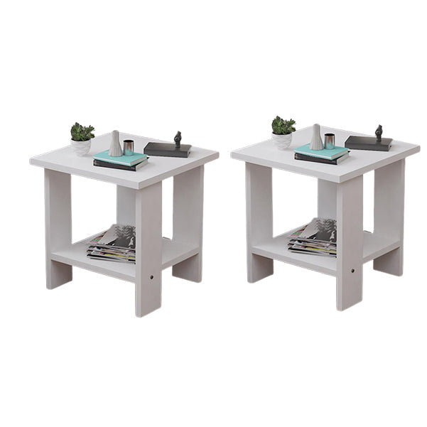 Wood Accent Table Nightstand Open Storage Night Table with 2 Shelves White 2 Piece Set Clearhalo 'Bedroom Furniture' 'furn' 'furn_night_stand' 'Furniture' 'night_stand' 'Nightstands' 6427774
