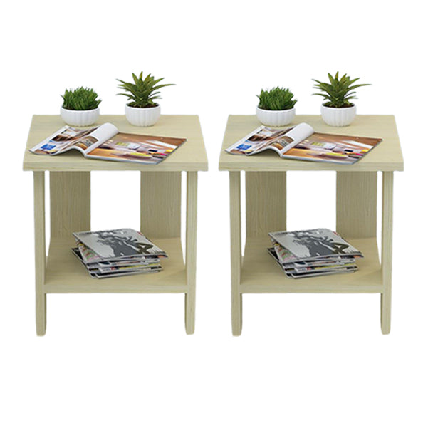Wood Accent Table Nightstand Open Storage Night Table with 2 Shelves Beige 2 Piece Set Clearhalo 'Bedroom Furniture' 'furn' 'furn_night_stand' 'Furniture' 'night_stand' 'Nightstands' 6427776