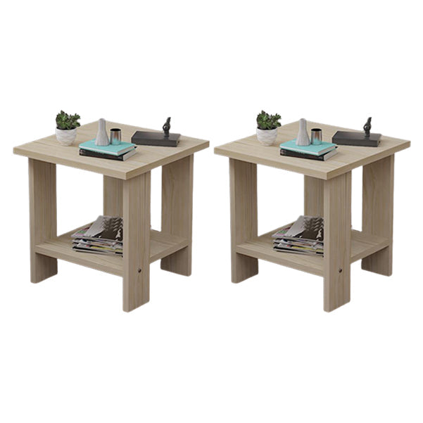 Wood Accent Table Nightstand Open Storage Night Table with 2 Shelves Wood 2 Piece Set Clearhalo 'Bedroom Furniture' 'furn' 'furn_night_stand' 'Furniture' 'night_stand' 'Nightstands' 6427778