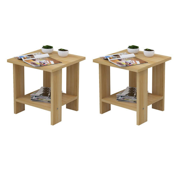 Wood Accent Table Nightstand Open Storage Night Table with 2 Shelves Natural 2 Piece Set Clearhalo 'Bedroom Furniture' 'furn' 'furn_night_stand' 'Furniture' 'night_stand' 'Nightstands' 6427779