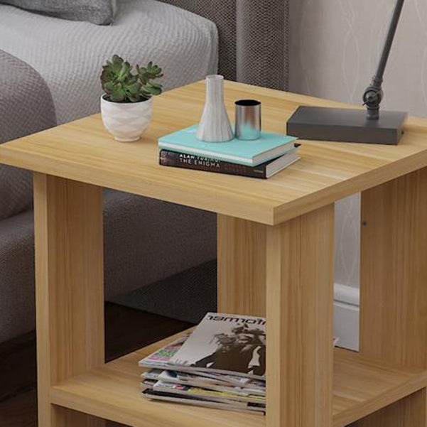 Wood Accent Table Nightstand Open Storage Night Table with 2 Shelves Clearhalo 'Bedroom Furniture' 'furn' 'furn_night_stand' 'Furniture' 'night_stand' 'Nightstands' 6427781