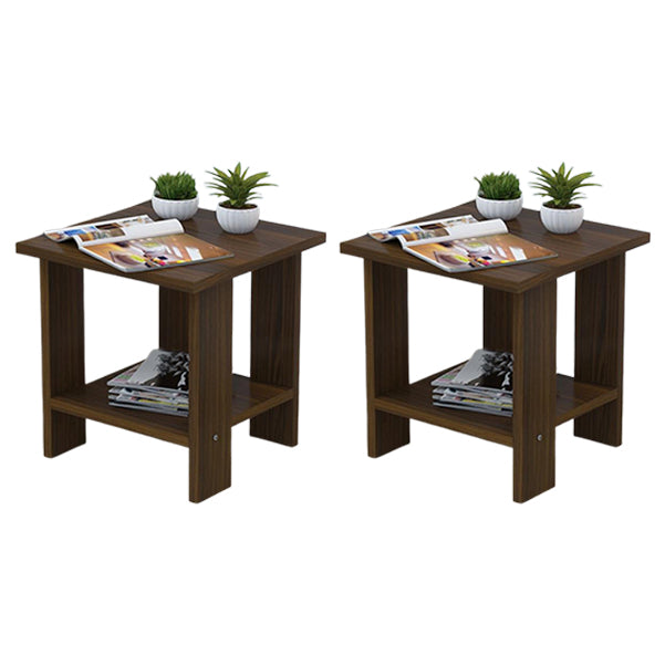 Wood Accent Table Nightstand Open Storage Night Table with 2 Shelves Brown-Black 2 Piece Set Clearhalo 'Bedroom Furniture' 'furn' 'furn_night_stand' 'Furniture' 'night_stand' 'Nightstands' 6427783