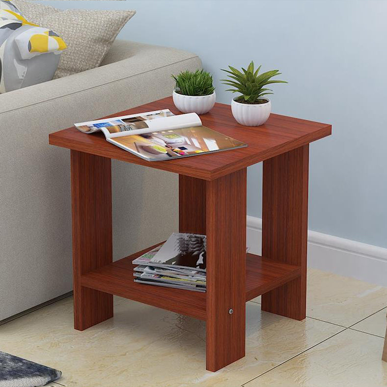 Wood Accent Table Nightstand Open Storage Night Table with 2 Shelves Red Brown 1 Piece Clearhalo 'Bedroom Furniture' 'furn' 'furn_night_stand' 'Furniture' 'night_stand' 'Nightstands' 6427787