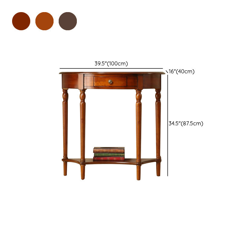 Table de console moderne du milieu du siècle en bois.