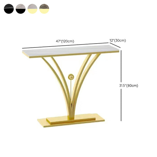 Contemporary Stone Console Sofa Table Rectangle Metal End Table for Hall