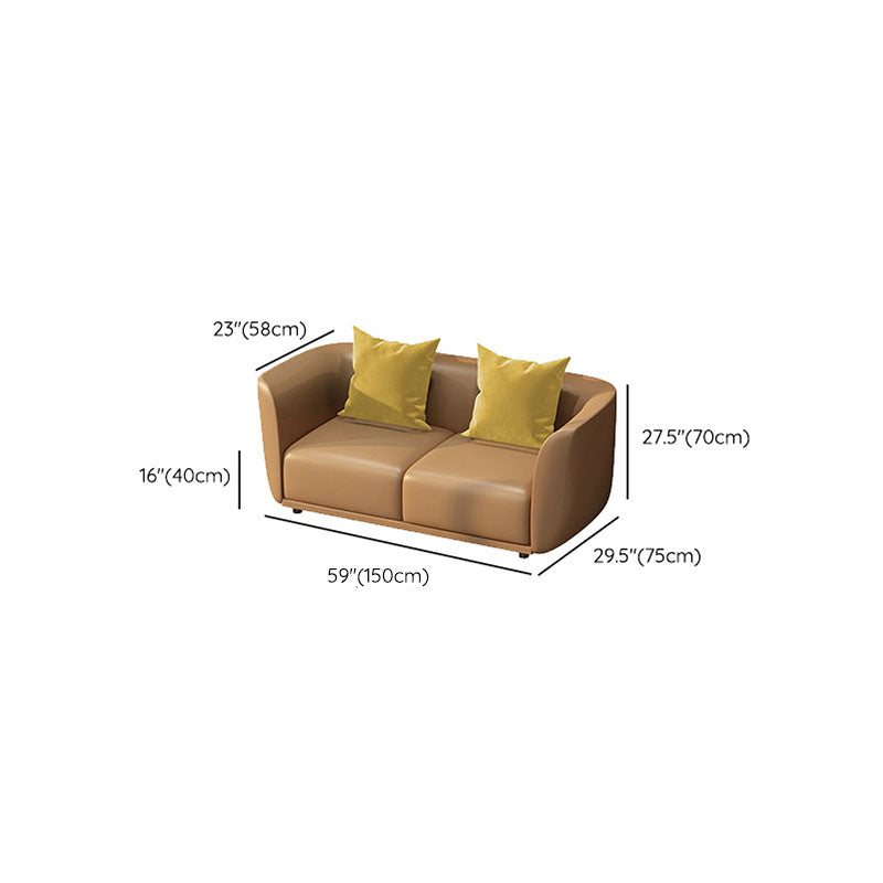 Modern Standard Leather Sofa Stationary Flared Arm Sofa for Living Room