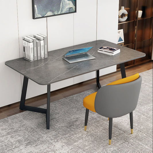 Eigentijdse kantoorbureau antieke afwerking gebogen computerbureau met metalen benen