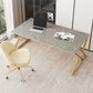 Glam Rechthoekige Office Desk Antique Finish Computer Desk met metalen benen