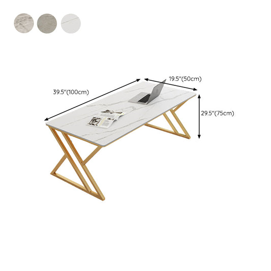 Glam Rechthoekige Office Desk Antique Finish Computer Desk met metalen benen